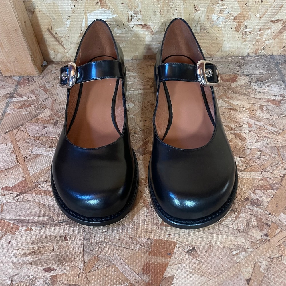 NEW Maeve Anthropologie Mary Jane Flats Sz 39 Black Leather Buckle Strap Spain - Picture 2 of 9